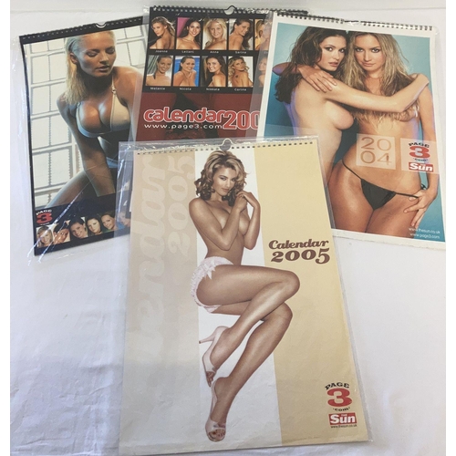 155 - 4 large colour The Sun Page 3 calendars from 2002, 2003, 2004 & 2005.