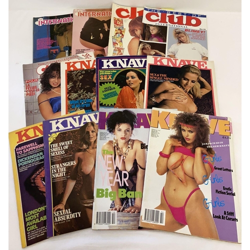 80 - 12 vintage adult erotic magazines; 7 issues of Knave together with 5 issues of Club International.