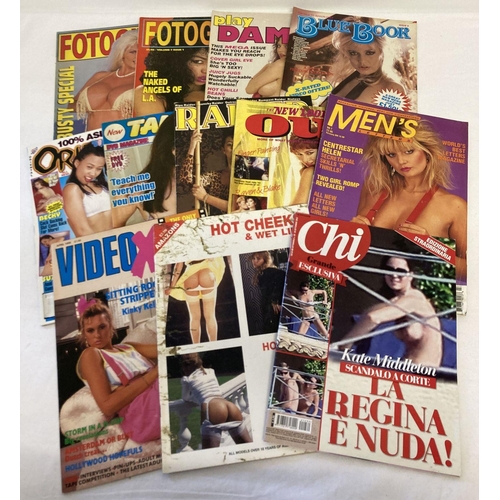 84 - 12 assorted adult erotic magazines to include Fotogirls, Play Dames, Raider and Oui.