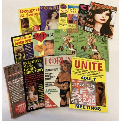 94 - 15 assorted adult erotic, smaller sized contacts magazines and directories.