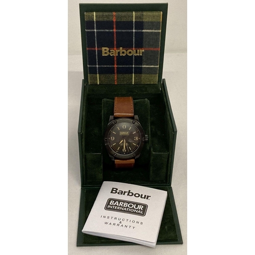 1100 - A men's Barbour International Hartford BB063BKTN wristwatch complete with box and instructions. Blac... 