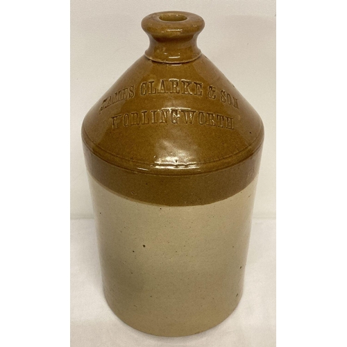 1172 - A vintage Doulton Lambeth stone bottle, named to James Clarke & Son, Worlington. Approx. 34cm tall x... 