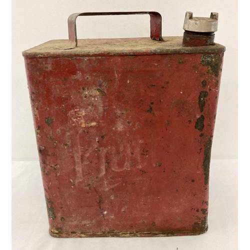 1249 - A vintage Pratts petrol can, painted red, with original brass screw lid.