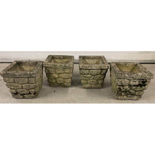 1344 - 4 Willow Lodge Crafts Ltd Brick effect WL1A design stone planters.  Approx 26cm tall x 26cm across.
