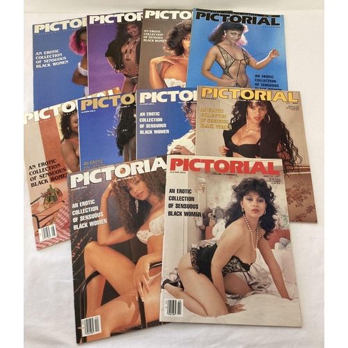 1465 - 10 assorted vintage Pictorial, adult erotic magazines. An erotic collection of Sensuous Black Women.