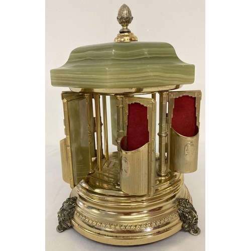 brevettato cigarette holder Italian Lipstick Makeup Music Box Vintage Italy, circa 1960 A green onyx and metal