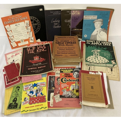 179 - A quantity of assorted vintage music, stage & TV related ephemera. To include sheet music, programme... 