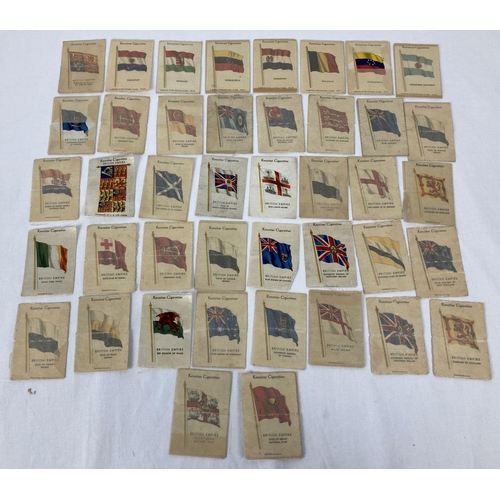 182 - A collection of 41 Kensitas Cigarettes silk cigarette cards from the National Flags series and the B... 