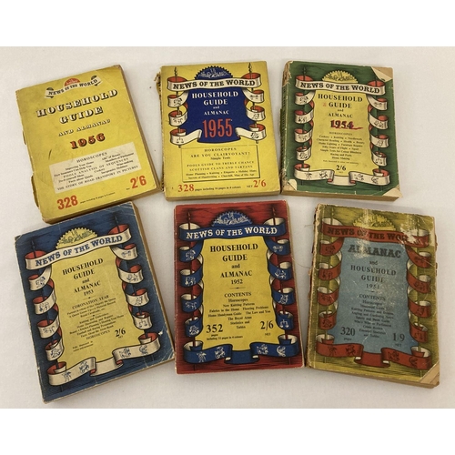 191 - A collection of 6 vintage 1950's News of the World Household Guide and Almanacs.