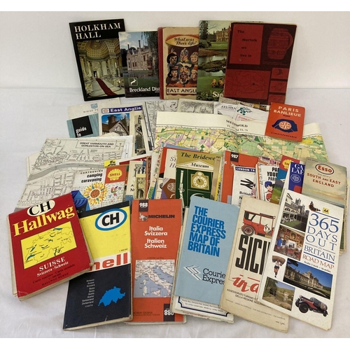 198 - A quantity of assorted vintage tourist maps (British & Overseas) together with a collection of Norfo... 