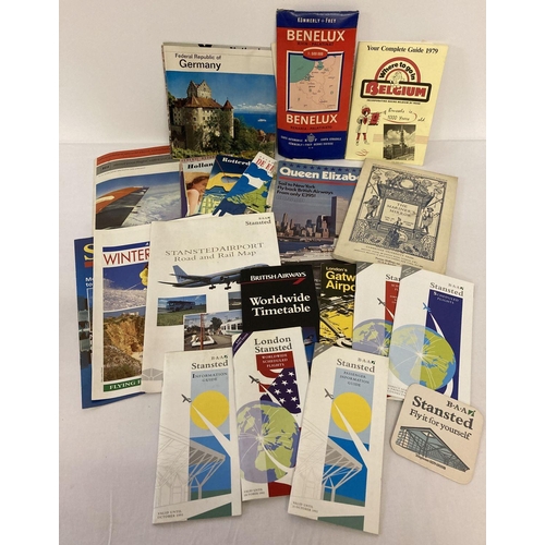 213 - A quantity of assorted vintage ephemera relating to Air travel & Airports, shipping and European tou... 