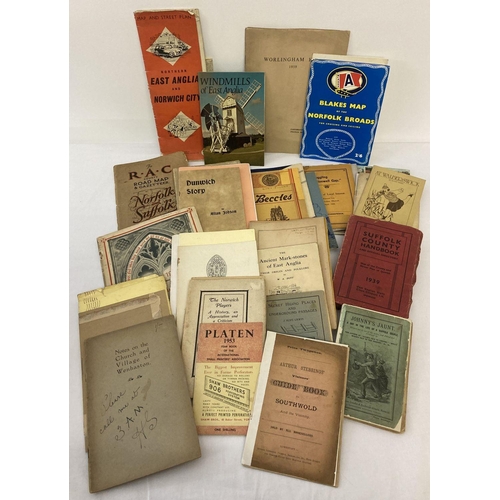 220 - A collection of assorted vintage ephemera relating to Norfolk & Suffolk. To include maps, handbooks,... 