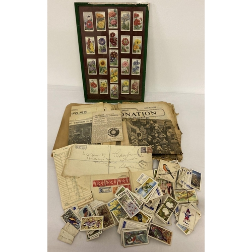 239 - A collection of mixed ephemera to include framed and glazed Will's Cigarette flower cards. Lot also ... 