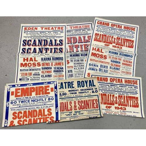 247 - 8 large paper Theatre posters for the production of Scandals & Scanties. Performed in 1942-3. To inc... 