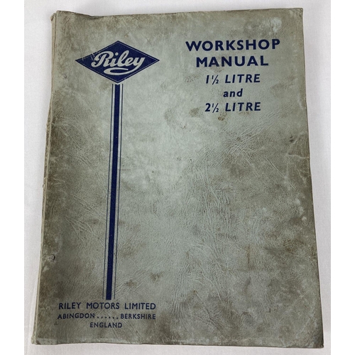 346 - A vintage Riley Workshop Manual for 1½ litre & 2½ litre. Cover and spine discoloured, a couple of pa... 