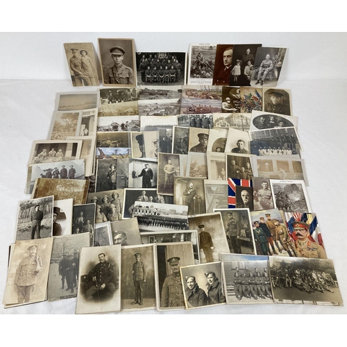 373 - Approx. 150 assorted vintage military postcards to include RP's. Lot includes: portraits, group shot... 