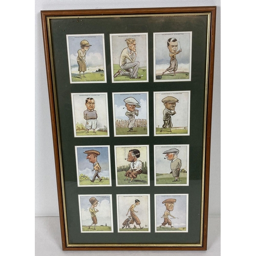 249 - A framed & glazed set of 12 Churchman's cigarettes Prominent Golfers cards. With glazed panel in bac... 