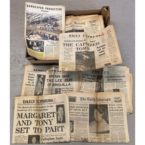 260 - A box of assorted vintage newspapers, dating from the 1940's through to the 1970's.