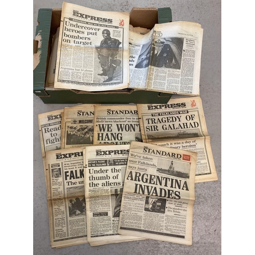 262 - A box of assorted newspapers from the 1980's, relating to The Falklands War.