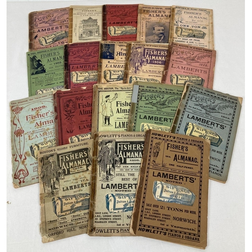 275 - A collection of 18 Victorian & Edwardian Fisher's Almanac's. Norwich and Eastern Counties almanac an... 