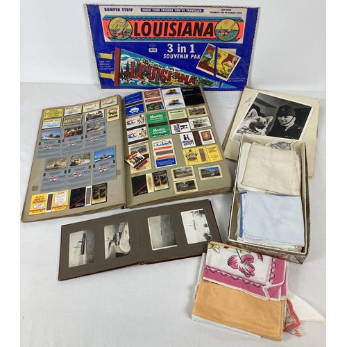 281 - A collection of assorted vintage ephemera to include matchbox collection. Lot also includes photogra... 