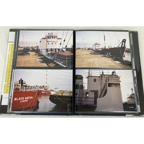 291 - A blue folder containing a collection of photographs and postcards of offshore pirate radio ships. T... 