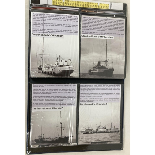 291 - A blue folder containing a collection of photographs and postcards of offshore pirate radio ships. T... 