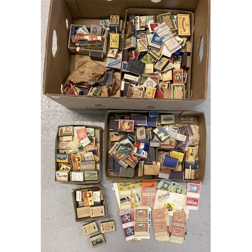 302 - Phillumeny Collection - a box of assorted vintage matchboxes, match books & matchbox labels.