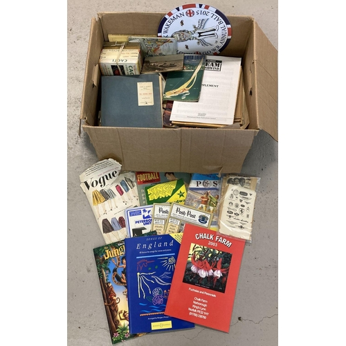 388 - A boxed of mixed ephemera items. To include theatre programmes, Peterborough Football Club and Kings... 