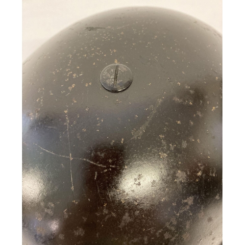 1204 - WW2 British MkII steel helmet, painted black for Home Front use, stencilled in white 'FAP'. First Ai... 
