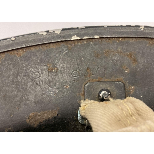 1204 - WW2 British MkII steel helmet, painted black for Home Front use, stencilled in white 'FAP'. First Ai... 
