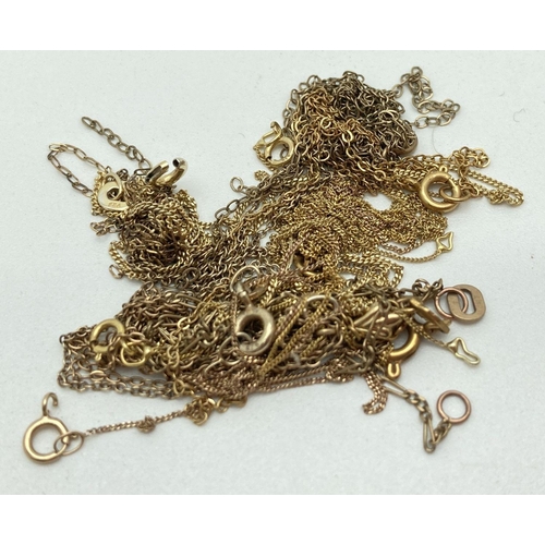 102 - A bag of scrap gold broken chains. Marked or test as 9ct gold. Total weight approx. 7.5g.