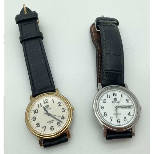 298 - 2 Royal London Men's wristwatches both with leather straps. One with stainless steel case, white fac... 