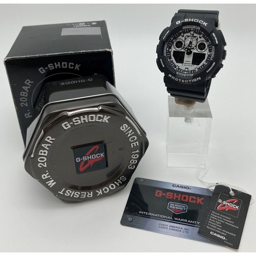 318 - A G-Shock 5081 wristwatch with black silicone case and strap. White face with both analogue and digi... 