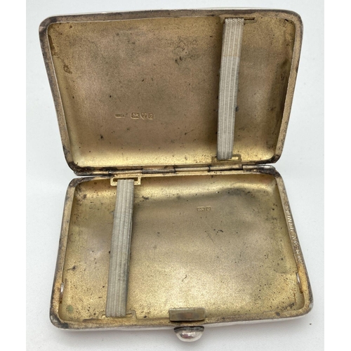 340 - An early 20th century silver cigarette case with engraved Henderson Clan crest & motto. Front of cas... 