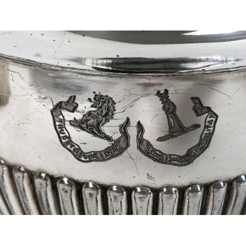 361 - 4 early 20th century silver plated items engraved with the crests for Clans Home & Henderson. Compri... 