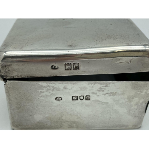 363 - A Victorian silver hinge lidded cigarette box cover (liner missing) with engraved detail to lid. Ful... 