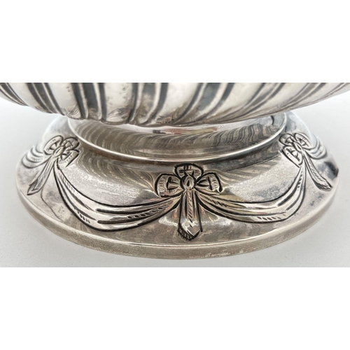 364 - A Mappin & Webb Victorian silver bowl with bow and swag detail, raised on a pedestal foot. Hallmarke... 