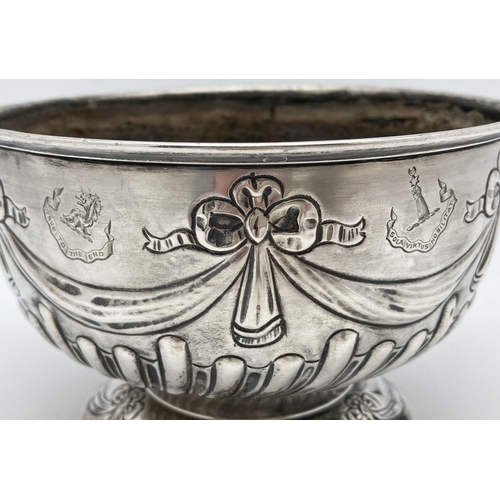 364 - A Mappin & Webb Victorian silver bowl with bow and swag detail, raised on a pedestal foot. Hallmarke... 