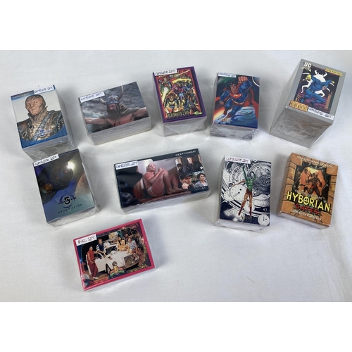 8 - 10 assorted complete sets of trading cards to include DC comics & Babylon 5. Lot comprises: The X Fi... 