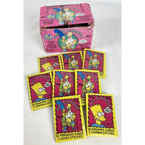 13 - A box containing 18 packets of The Simpsons cards, from Topps, 1990. Each containing 16 cards and 1 ... 