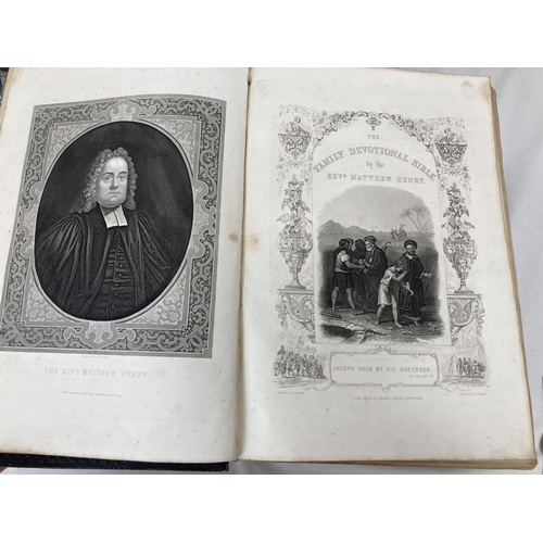 1221 - A very large Victorian leather bound The Family Devotional Bible by the Revd Matthew Henry. Dated 18... 