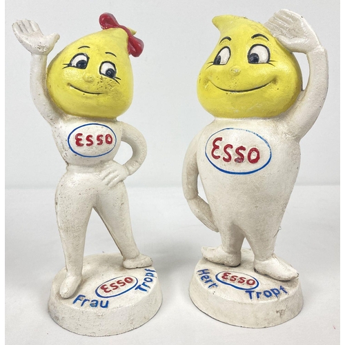 1243 - A pair of painted cast iron Esso money boxes in the form of Herr & Frau Topf. Approx. 23cm tall.