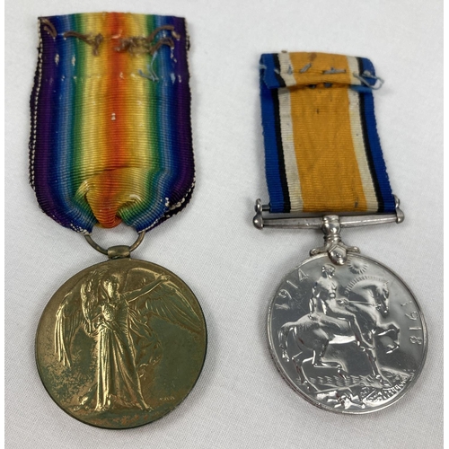 1123 - 2 WWI medals awarded to PTE. Arthur J. Woolard 17237 Suffolk Regiment. Victory medal and War medal b... 
