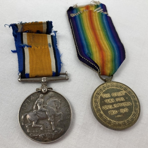 1124 - 2 WWI medals awarded to PTE. A. Medhurst 328075, Cambridge Regiment. War medal and Victory medal nam... 