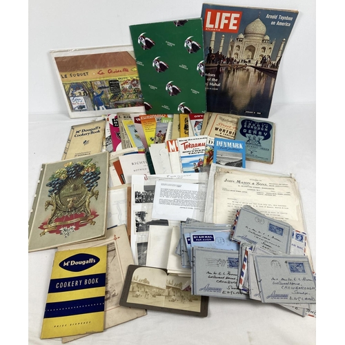 1228 - A box of assorted vintage ephemera. To include: vintage maps and tourist brochures, magazines, photo... 