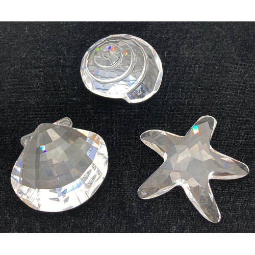 1199 - 3 unboxed Swarovski Crystal Society renewal gifts. 2005 Starfish, 2006 Scallop shell and 2007 Top Sh... 