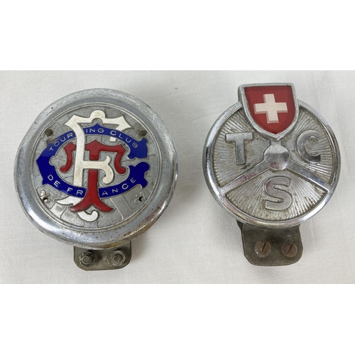 1247 - 2 vintage 1960's European Touring club car badges. Circular Touring Club De France enamelled badge (... 