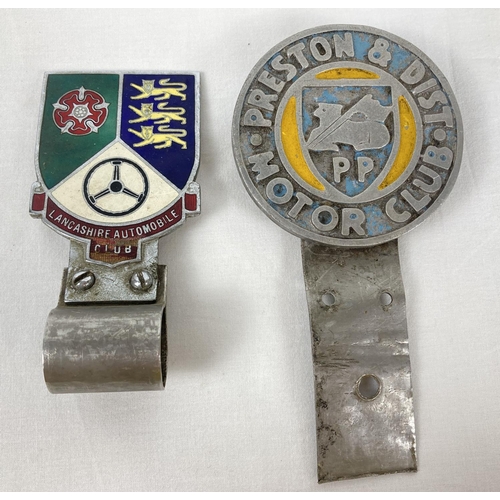 1248 - 2 vintage 1960's Lancashire car badges. Preston & District Motor Club badge together with Lancashire... 