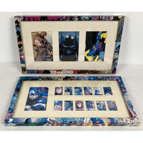 1227 - 2 comic book pictures depicting Batman and The Avengers with decoupage decorated picture frames. Lar... 